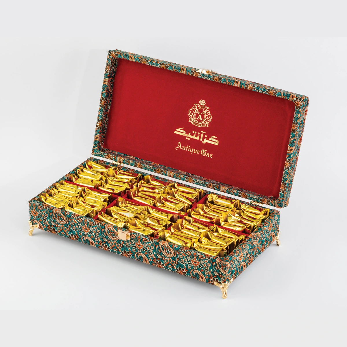 جعبه کادویی ترمه پایه دار مستطیل آنتیک